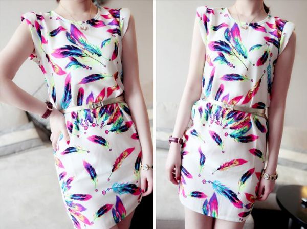 Mini Vestido Estampa Penas Cód. 098